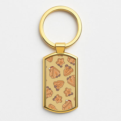 Gingerbread Plushies Pattern Gold Keyring
