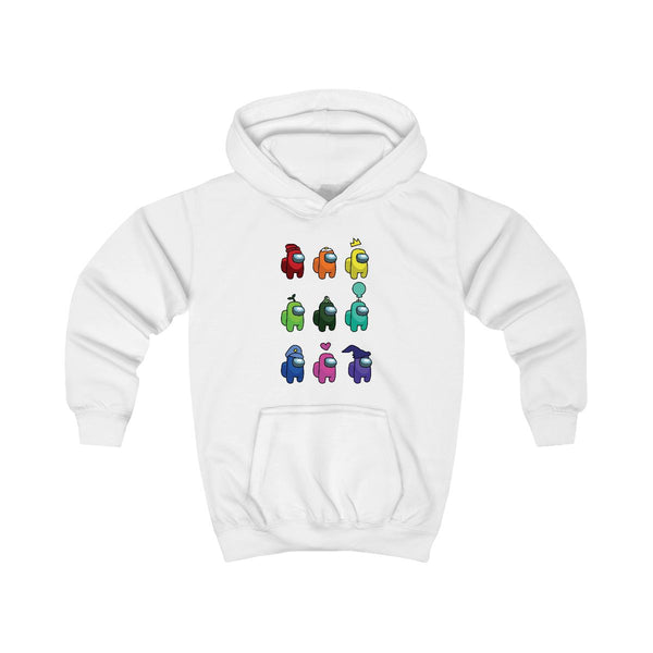 Among Gaming characters Kids Hoodie White Front