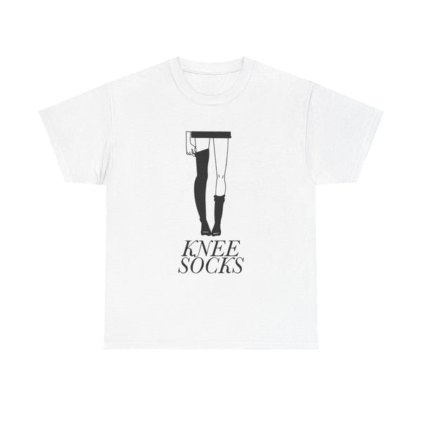 Knee Socks T-Shirt White Front