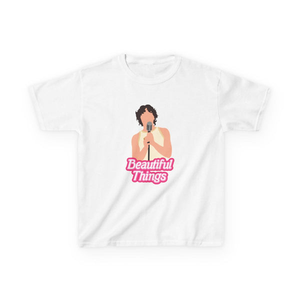 Neon Pink Beautiful Things Kids T-Shirt White Front