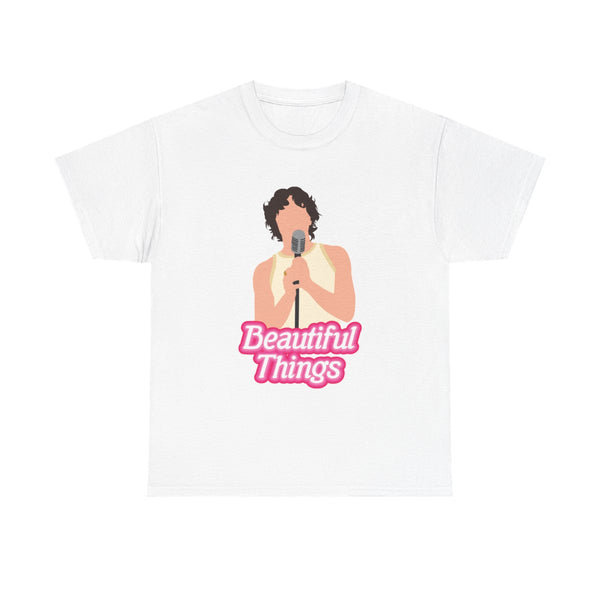 Neon Pink Beautiful Things T-Shirt White Front