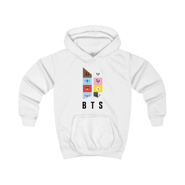 BT21 K-Pop Band Logo Kids Hoodie White Front
