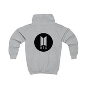 BTS logo Black - K Pop Kids Hoodie 4