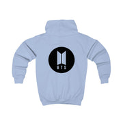 BTS logo Black - K Pop Kids Hoodie 6