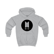 BTS logo Black - K Pop Kids Hoodie 3