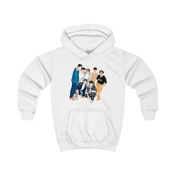 Casual K-Pop Band Band Kids Hoodie White Front