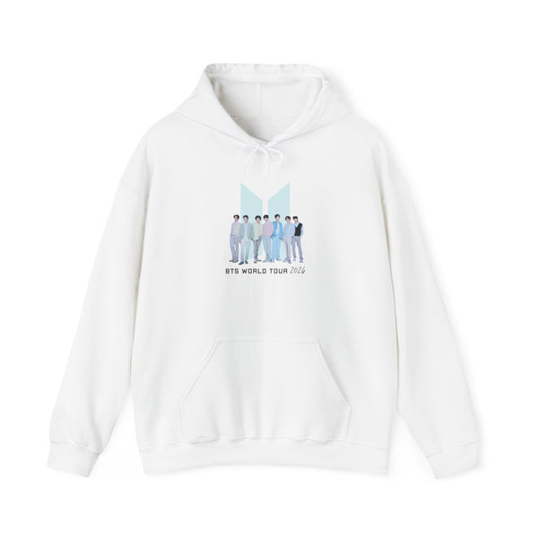 K-Pop Band Tour Pastel Blue Hoodie White Front