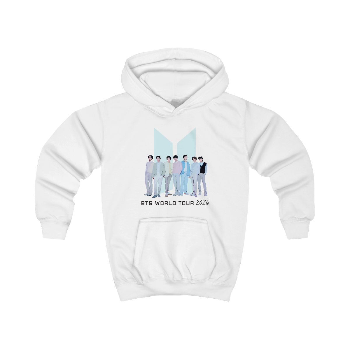 K-Pop Band Tour Pastel Blue Kids Hoodie