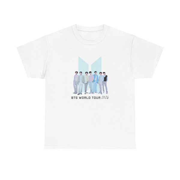 K-Pop Band Tour Pastel Blue T-Shirt White Front
