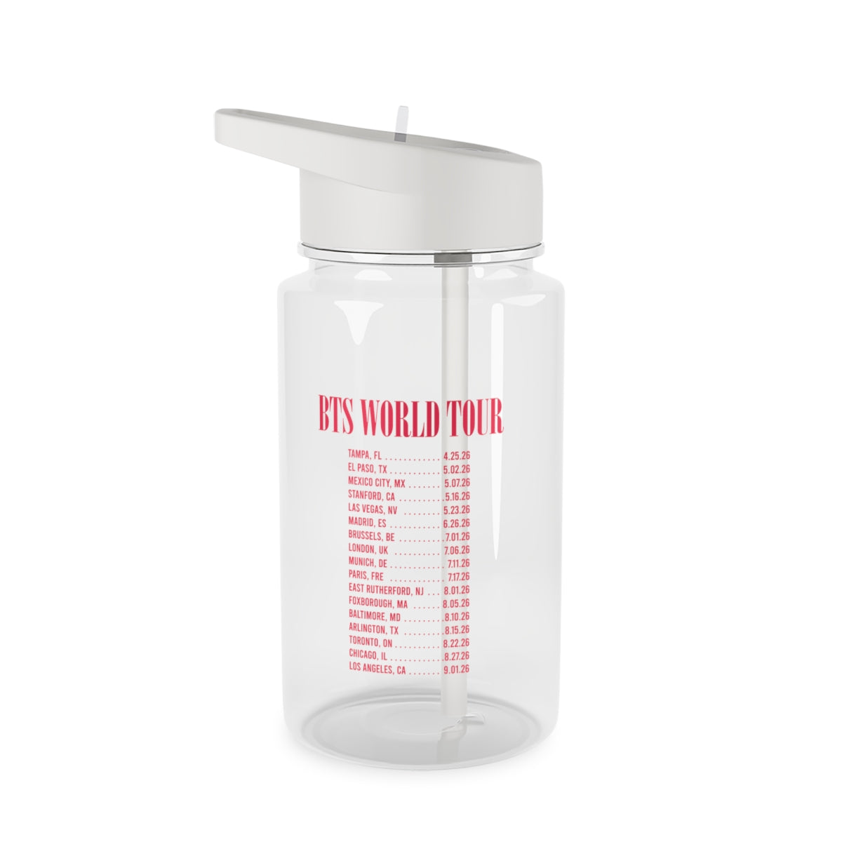 K-Pop Band World Tour List 2026 Clear Water Bottle