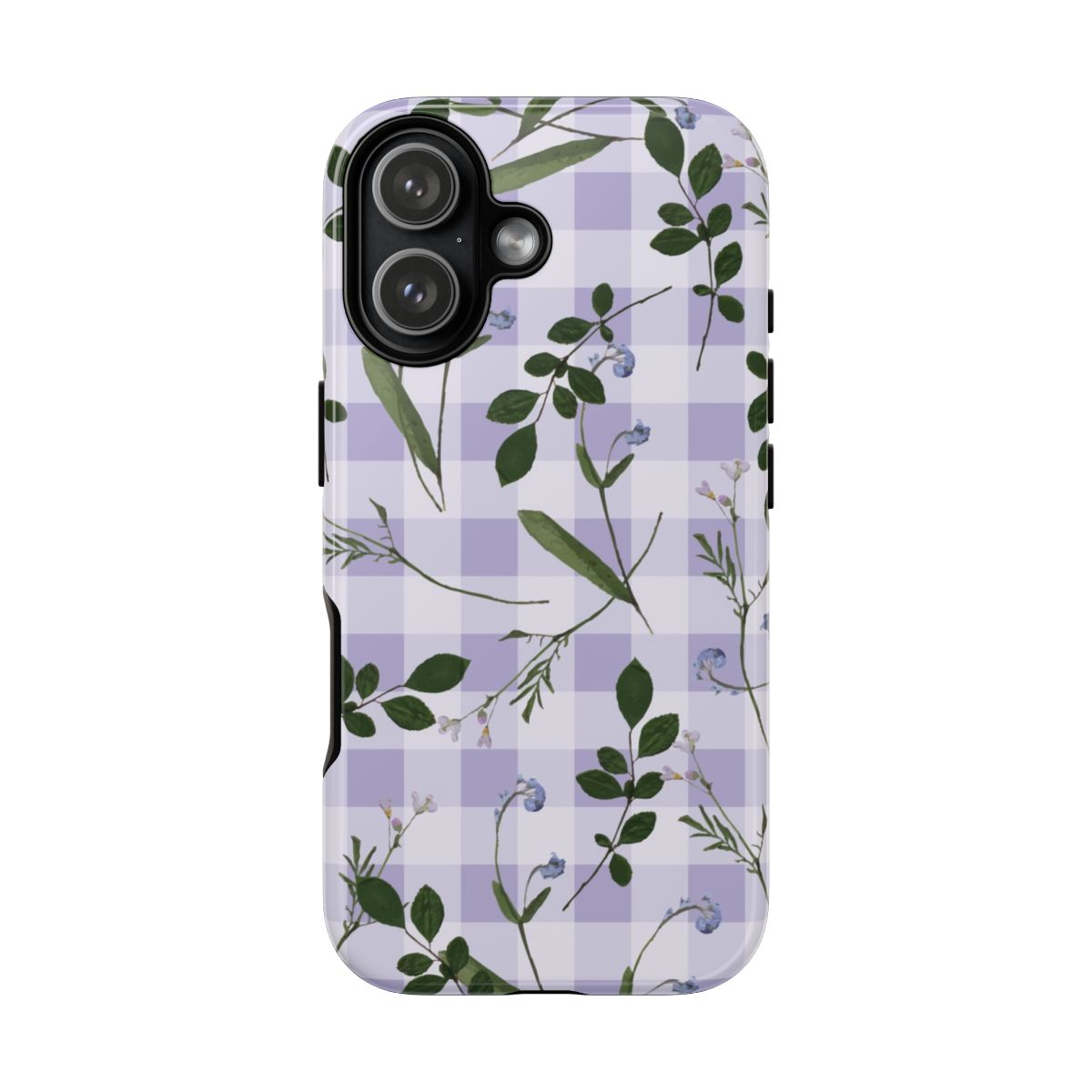 Checkered Pressed Flowers Pattern Phone Case