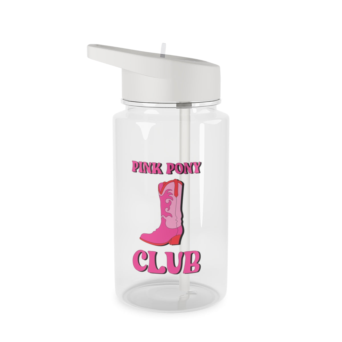 Zebra Print Pink Pony Club Clear Water Bottle
