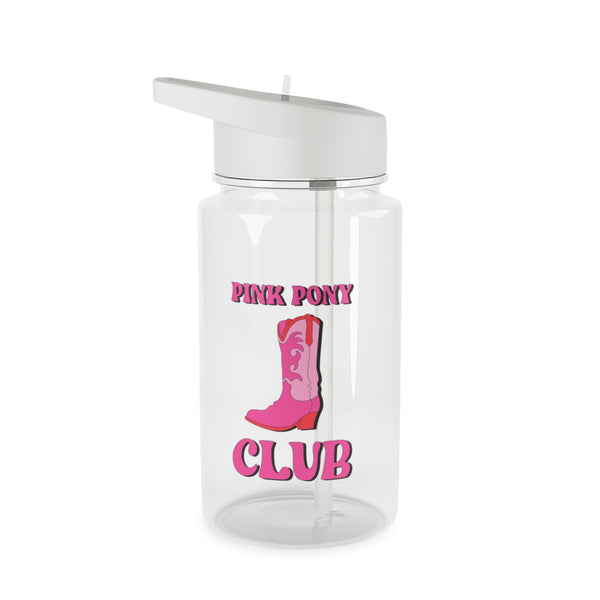Zebra Print Pink Pony Club Clear Water Bottle