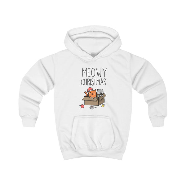 Meowy Christmas Kids Hoodie White Front