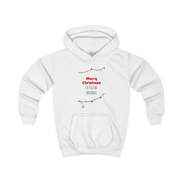 Merry Christmas Ya Filthy Animal Kids Hoodie White Front