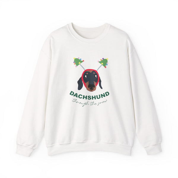Dachshund Through The Snow Sweatshirt White Front