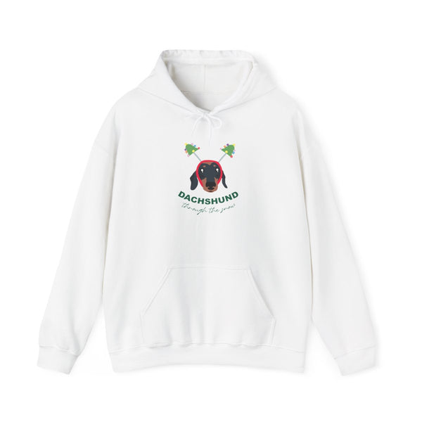Dachshund Through The Snow Hoodie White Front