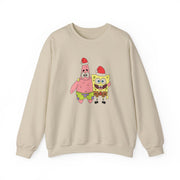 Cartoon Sponge And Starfish Christmas Hats Sweatshirt 5
