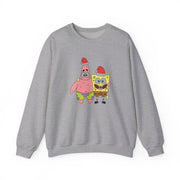 Cartoon Sponge And Starfish Christmas Hats Sweatshirt 3