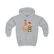 Cartoon Sponge And Starfish Christmas Hats Kids Hoodie 3