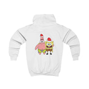 Cartoon Sponge And Starfish Christmas Hats Kids Hoodie 2