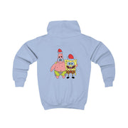 Cartoon Sponge And Starfish Christmas Hats Kids Hoodie 6