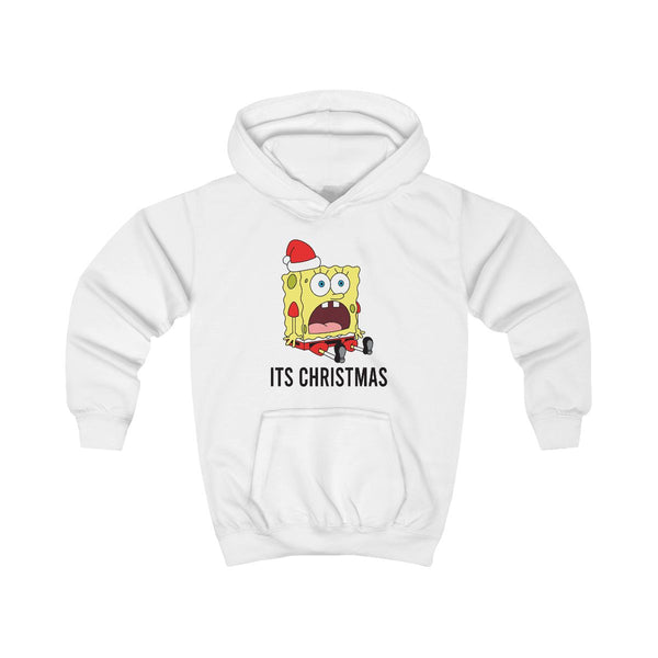 It's Christmas Cartoon Sponge Kids Hoodie White Front