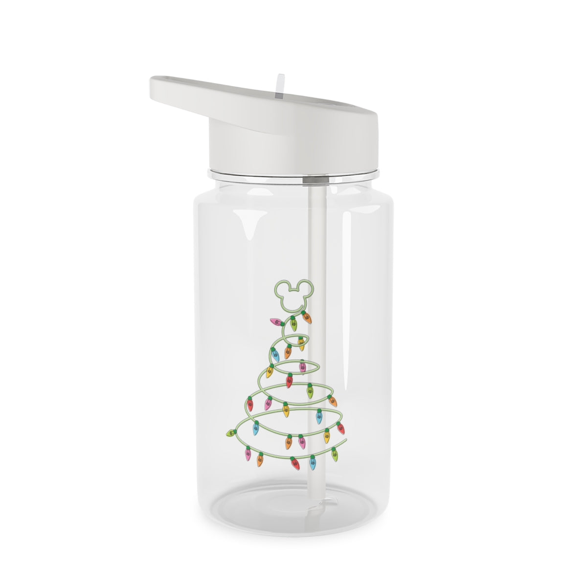 Cartoon Mouse Christmas Tree Lights Clear Water Bottle