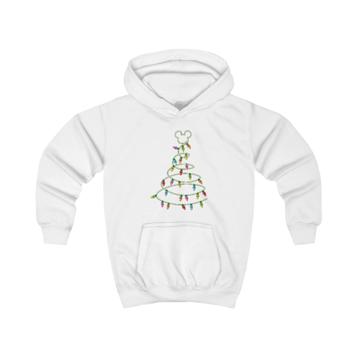 Cartoon Mouse Christmas Tree Lights Kids Hoodie