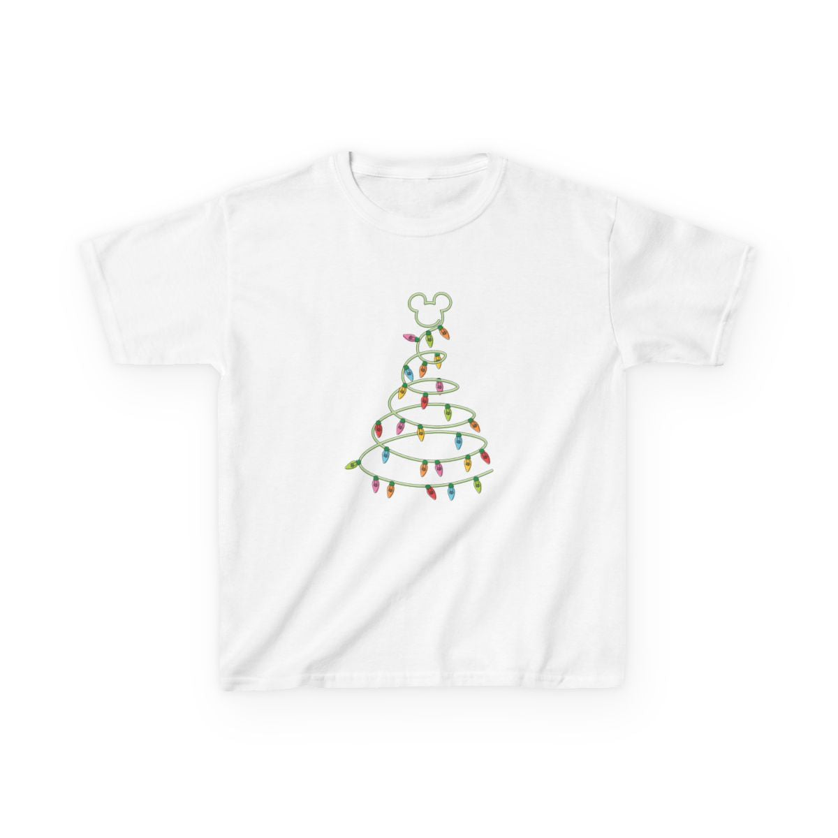 Cartoon Mouse Christmas Tree Lights Kids T-Shirt