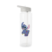 Cute Blue Alien Fairylights Clear Water Bottle 6