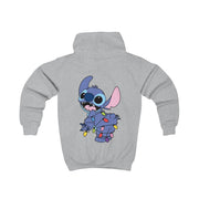 Cute Blue Alien Fairylights Kids Hoodie 4