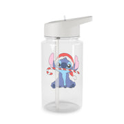 Cute Blue Alien Candycane Clear Water Bottle 2