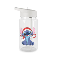Cute Blue Alien Candycane Clear Water Bottle