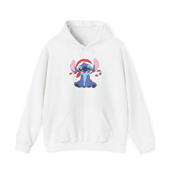 Cute Blue Alien Candycane Hoodie White Front