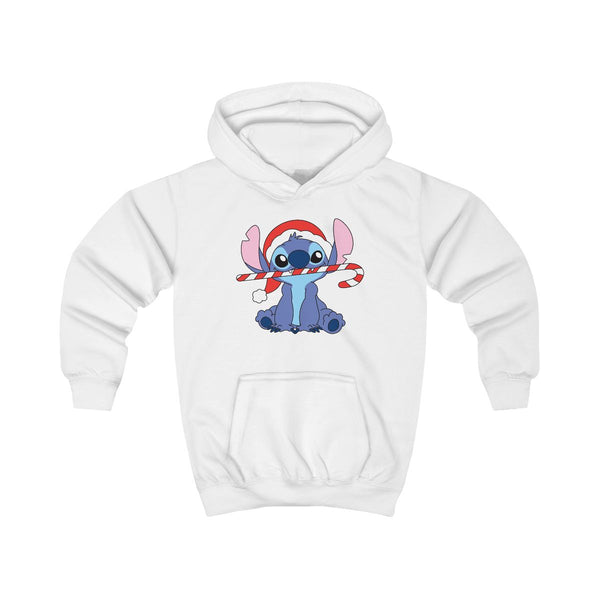 Cute Blue Alien Candycane Kids Hoodie White Front