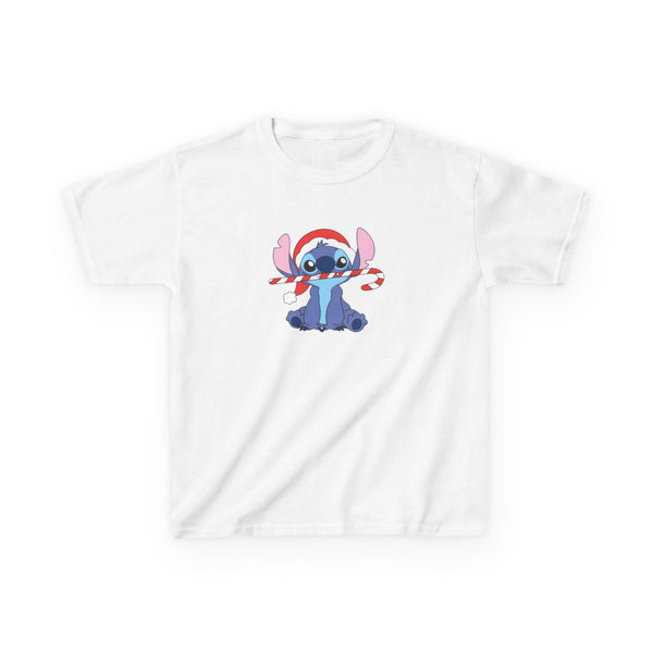 Cute Blue Alien Candycane Kids T-Shirt White Front