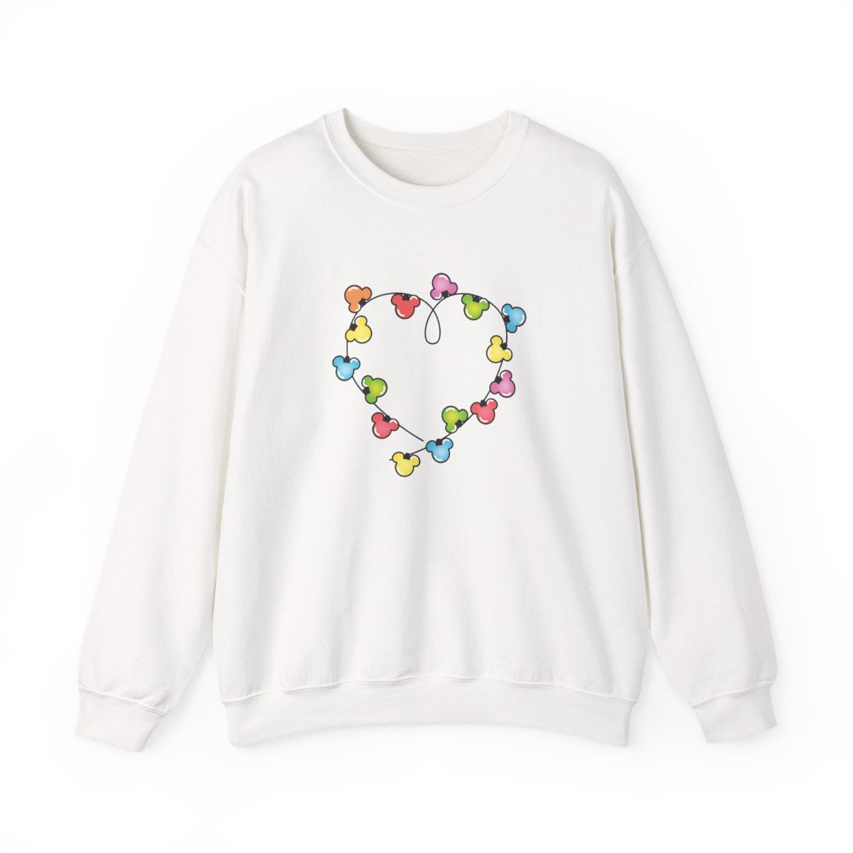 Cartoon Mouse Christmas Fairylights Heart Sweatshirt