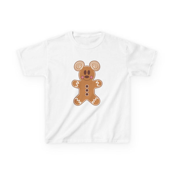 Cartoon Mouse Gingerbread Kids T-Shirt White Front