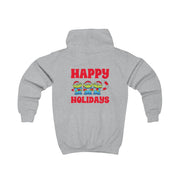 Happy Holidays Cute Green Aliens Kids Hoodie 4