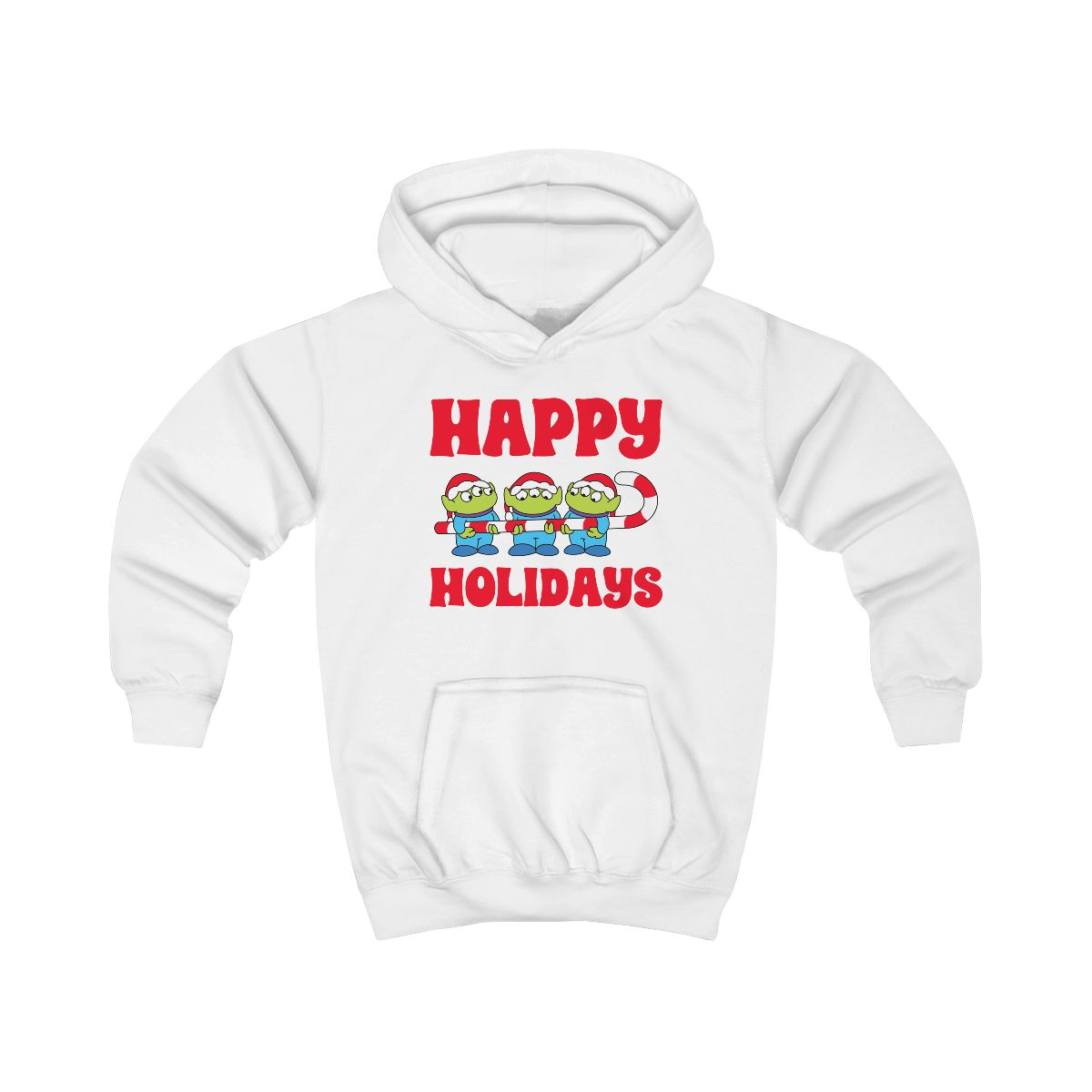 Happy Holidays Cute Green Aliens Kids Hoodie