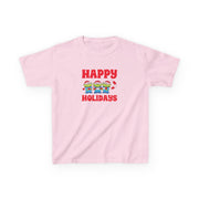 Happy Holidays Cute Green Aliens Kids T-Shirt 7