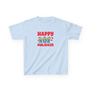 Happy Holidays Cute Green Aliens Kids T-Shirt 5