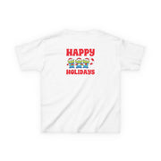 Happy Holidays Cute Green Aliens Kids T-Shirt 2
