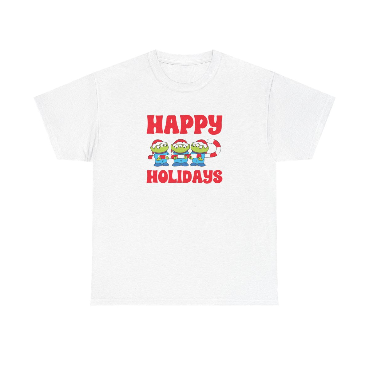 Happy Holidays Cute Green Aliens T-Shirt