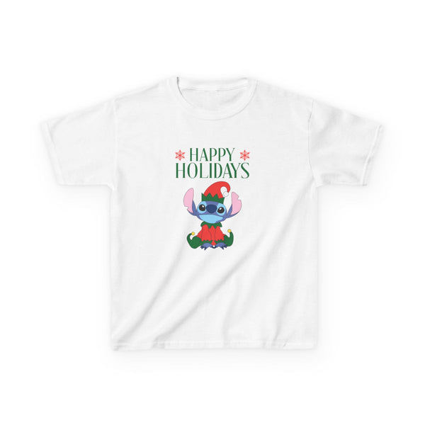 Cute Blue Alien Elf Kids T-Shirt White Front
