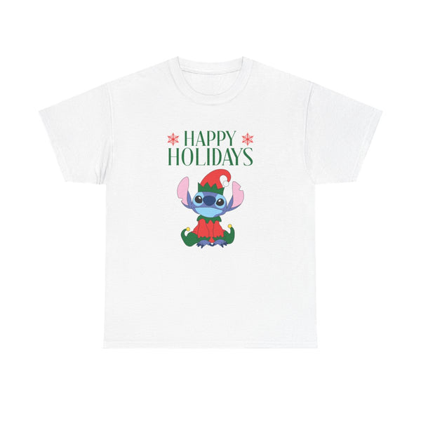 Cute Blue Alien Elf T-Shirt White Front