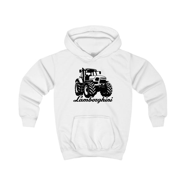 Lambo Tractor Kids Hoodie White Front