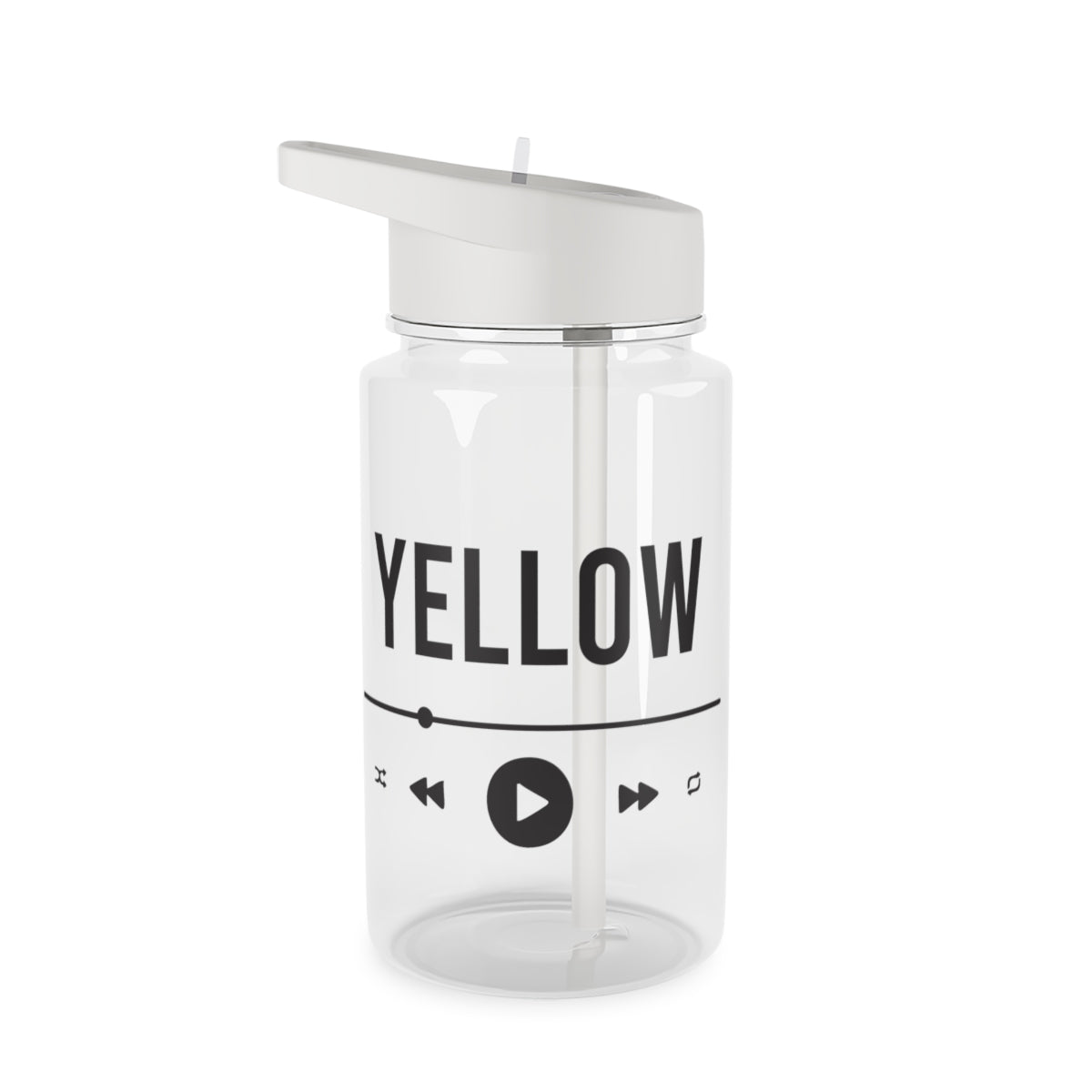 Yellow Music Player Clear Water Bottle