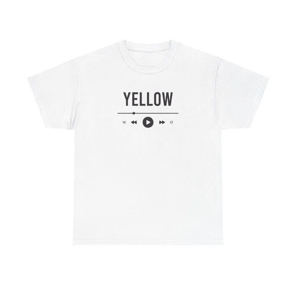 Yellow Music Player T-Shirt White Front